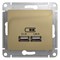 Glossa титан розетка USB 5В/2,1А, 2х5В/1,05А GSL000433 - фото 72196