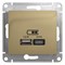 Glossa титан розетка USB A+С, 5В/2,4А, 2х5В/1,2А GSL000439 - фото 72208