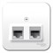 Blanca наружняя белый розетка 2-ая ТЛФ/КОМП, RJ45+RJ11, кат.5E, изолированная пластина BLNIA045111 - фото 72558