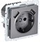 IEK Brite Base сталь розетка с заземлением и шторками, 16А с USB A+A 3,1А BR-R14-16-U21-D31-K46 - фото 73724